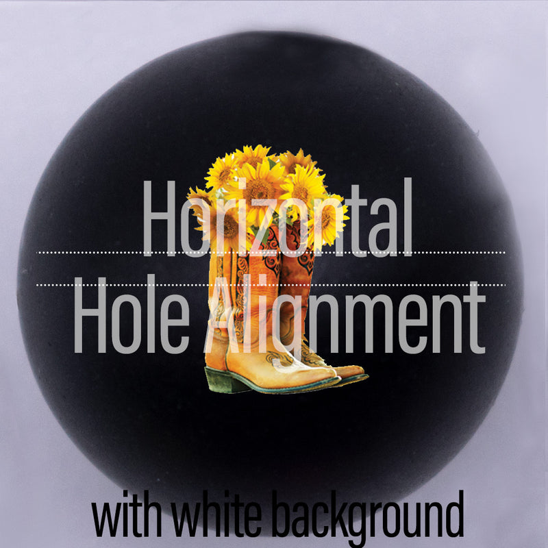 20mm Black Matte custom printed bubblegum bead horizontal hole alignment with white background