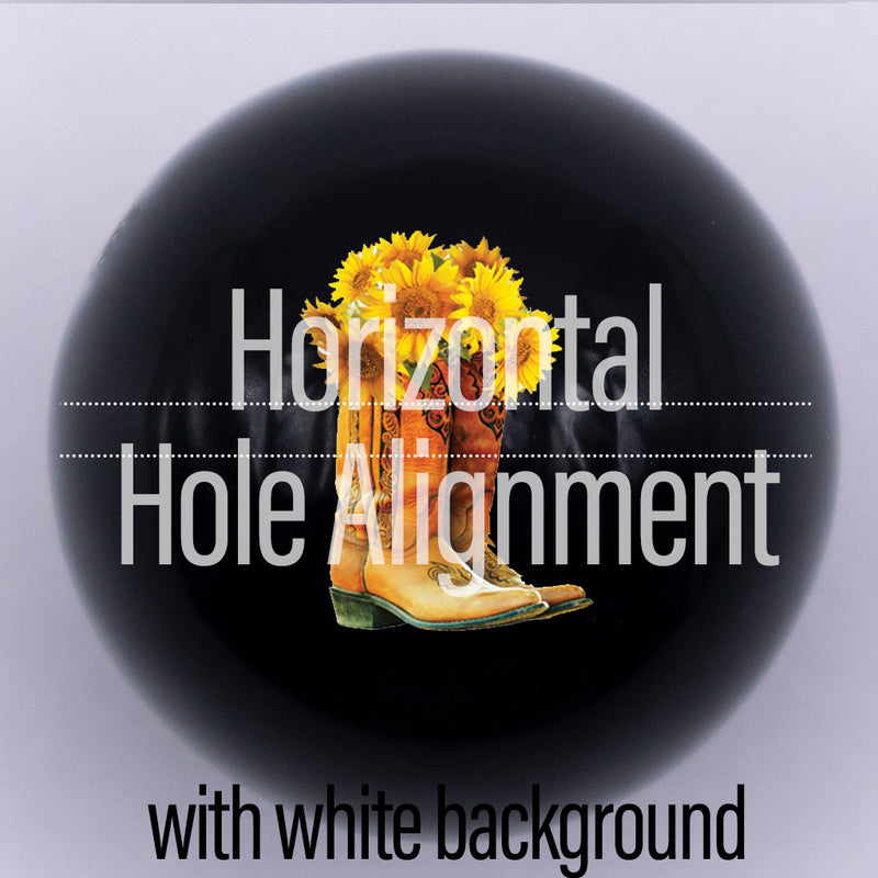 20mm black gloss custom printed bubblegum bead horizontal hole alignment with white background