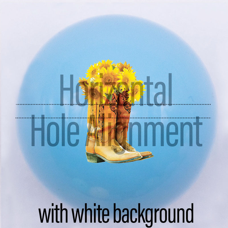 20mm blue gloss custom printed bubblegum bead  with white background horizontal hole alignment