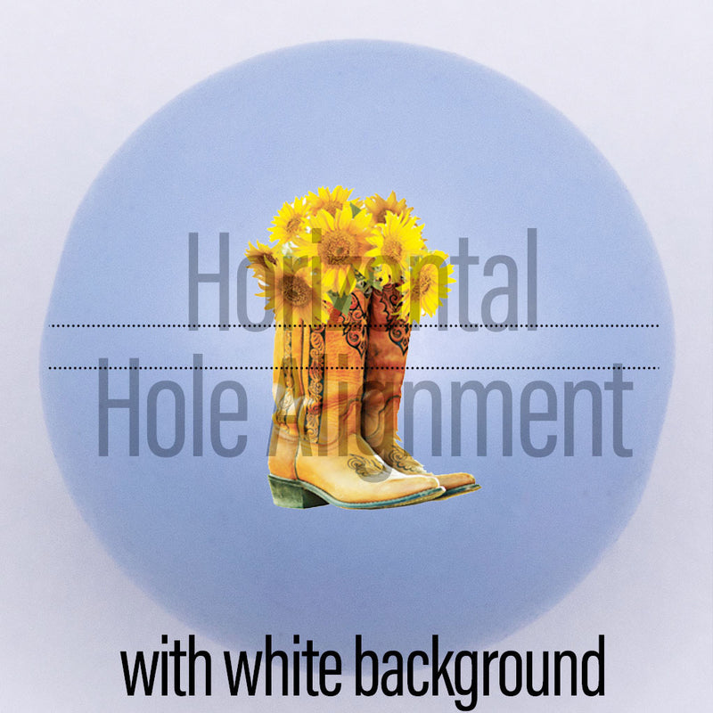 20mm Blue Matte custom printed bubblegum bead horizontal hole alignment with white background
