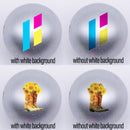 20mm silver matte custom printed bubblegum beads examples with and without white background