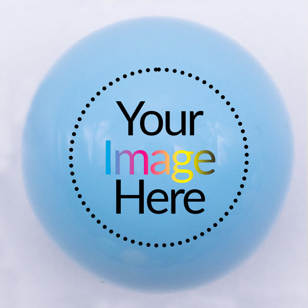 20mm blue gloss custom printed bubblegum bead with your image here