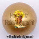 20mm Gold Matte custom printed bubblegum bead horizontal hole alignment with white background