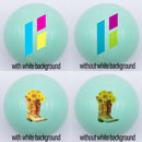 20mm green gloss custom printed bubblegum bead 4 examples with and without white