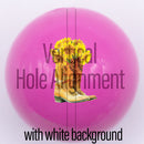 20mm Pink Gloss custom printed bubblegum bead Vertical hole alignment with white background