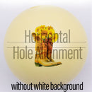 20mm Yellow Matte custom printed bubblegum bead horizontal hole alignment without white background