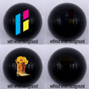 20mm black gloss custom printed bubblegum bead 4 examples with and without white