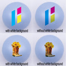 20mm blue matte custom printed bubblegum bead examples with and without white background