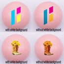 20mm light pink gloss custom printed bubblegum bead examples with and without white background
