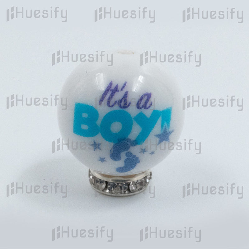 20mm bubblegum bead custom baby boy name white gloss