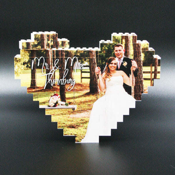 Custom Heart Photo Building Brick - heart shaped horizontal